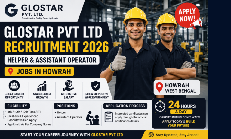 Helper Jobs in Howrah, Assistant Operator Jobs 2026, Private Jobs in West Bengal, Freshers Jobs in Howrah