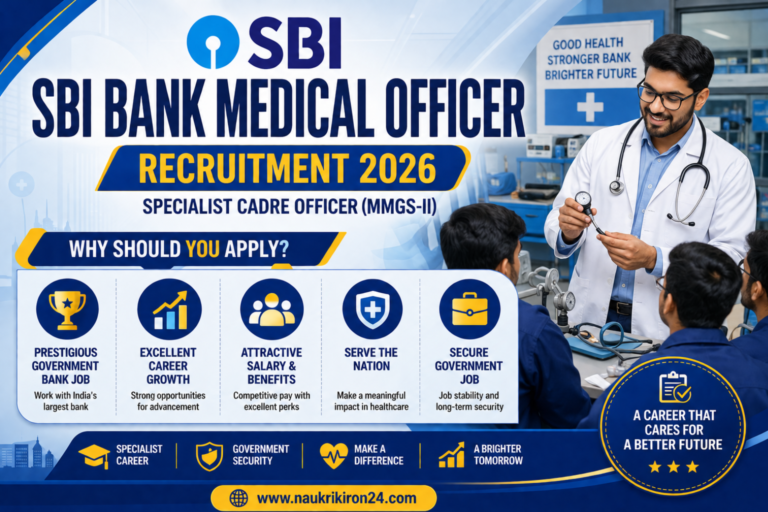 SBI Bank Medical Officer Recruitment 2026 Specialist Cadre Officer MMGS-II Notification.