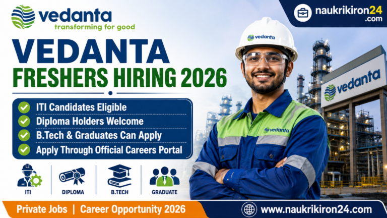 Vedanta Freshers Hiring 2026 for ITI Diploma B.Tech and Graduate Candidates